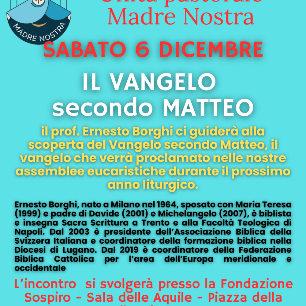 INCONTRO VANGELO di MATTEO 6 dicembre 2025